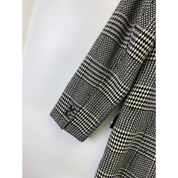 Liz Wear Wool Blend Blazer Jacket Glen Check Black White Plaid 2 Button Womens 8 - Picture 6 of 11